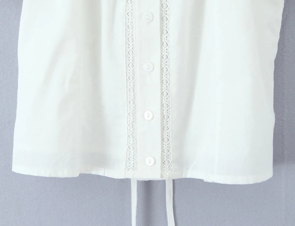 Foridol White Cotton Women Summer Crop Tops Lace Patchwork Short Female Tops Puff Sleeve Square Collar Slim Top Blouse 2025