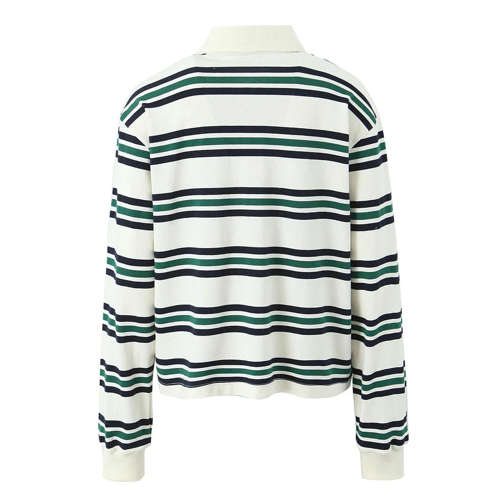 Foridol Burgundy Striped Casual Women T-shirt Summer Loose Polo Shirts Buttons New Female Tops Blouse White Tops Spring Shirt