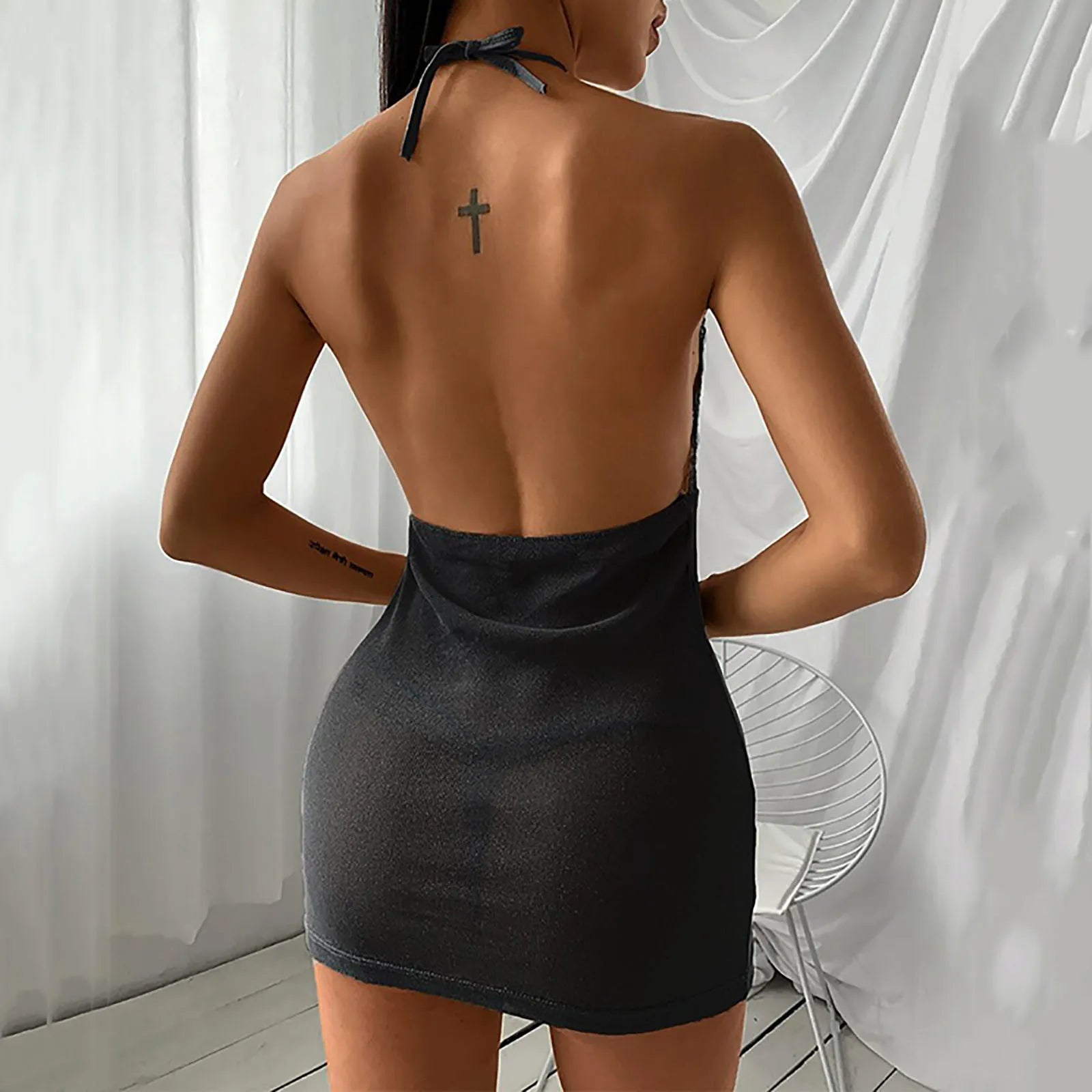Women's Short Dress Hot Open Crotch Open Bra Design Sexy Temptation Backless Slim Mini Dresses Nightgown