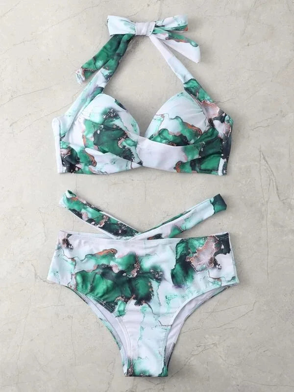 Sexy Push Up Bikinis 2026 Women High Waist Swimsuit Solid Halter Swimwear Female Bathing Suit Swimming Summer Beachwear XXL