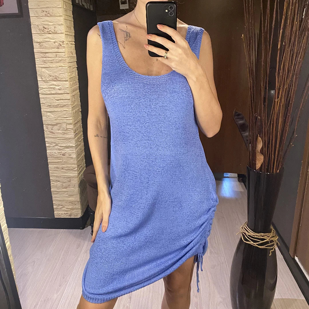 20 Colors Backless Lace Up Crochet Knitted Tunic Beach Cover Up Cover-ups Beach Dress Beach Wear Beachwear Female Women V5479