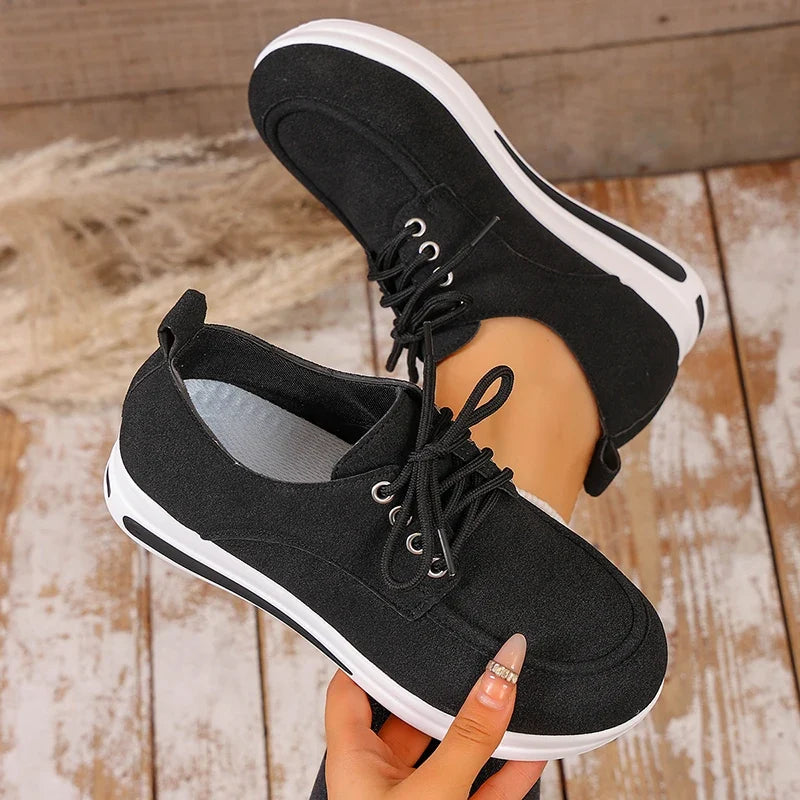 Comfortable Lace Up Platform Sneakers Women Lightweight Plus Size 43 Thick Sole Casual Shoes Woman 2025 Non Slip Sport Sneaker