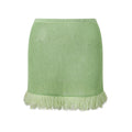 Summer Women's Knit Mini Skirt Solid Color Plush Tassel Trim Pencil Skirts Going Out Bohemian Beach Sexy Skirts