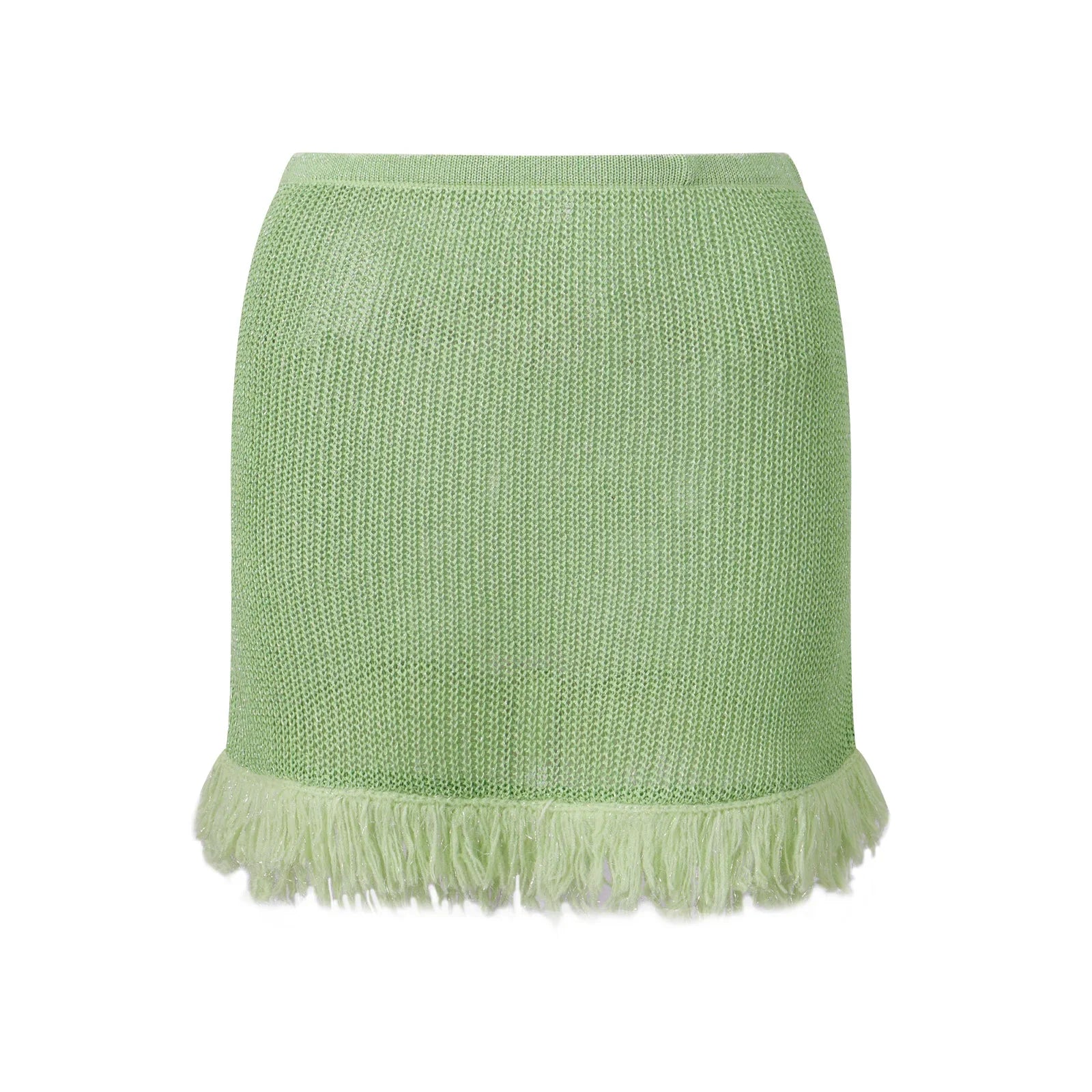 Summer Women's Knit Mini Skirt Solid Color Plush Tassel Trim Pencil Skirts Going Out Bohemian Beach Sexy Skirts
