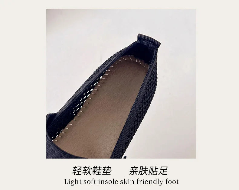 Women Leisure Flats Breathable Mesh Spring Summer Flat Shoes For Female Daily Walking Shoes Square Toe Ladies Fashion Footwear