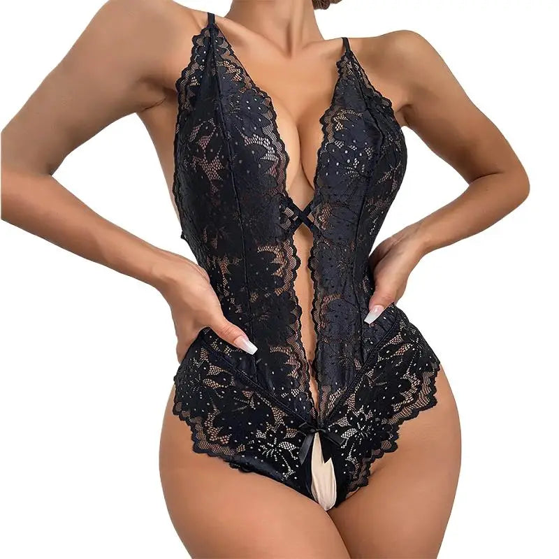 New Hot Sexy Lingerie Woman Erotic Costumes Lace Open Crotch Sex Clothes Babydoll Dress Erotic Transparent Body Sexiest Bodysuit