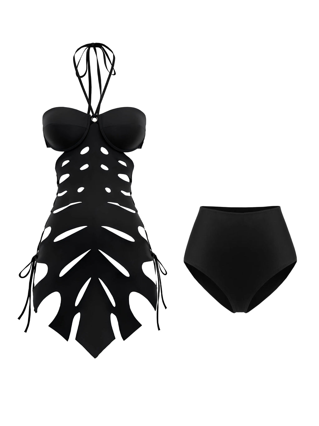 2026 New Arrival Chic Black Structured Swimsuit Deep V-Neck Cut-Out Design Perfect for Beach Wear Pool Parties Summer Beachwear