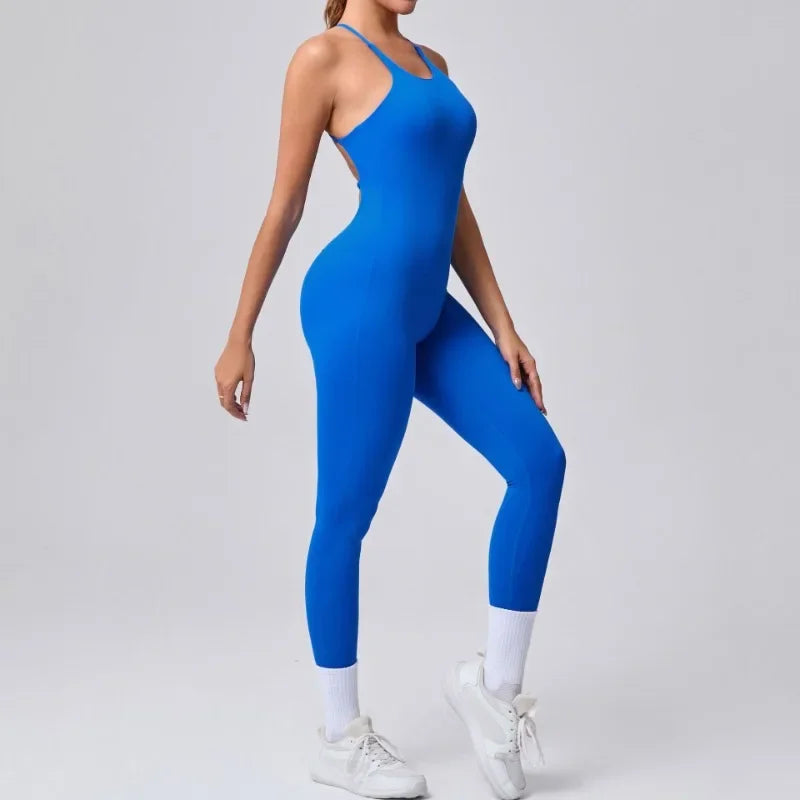 Women's Yoga Jumpsuits Sports Fitness Hip-lifting Cross Beauty Back Adjustable Straps One-piece Training Workout Gym Bodysuits