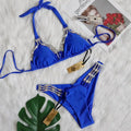 3 Colors Sexy Bikini Women Rhinestone Chain Swimwear Swimsuit Halter Bikinis Set Bathing Suit Beach Holiday Bikini Luxe Female
