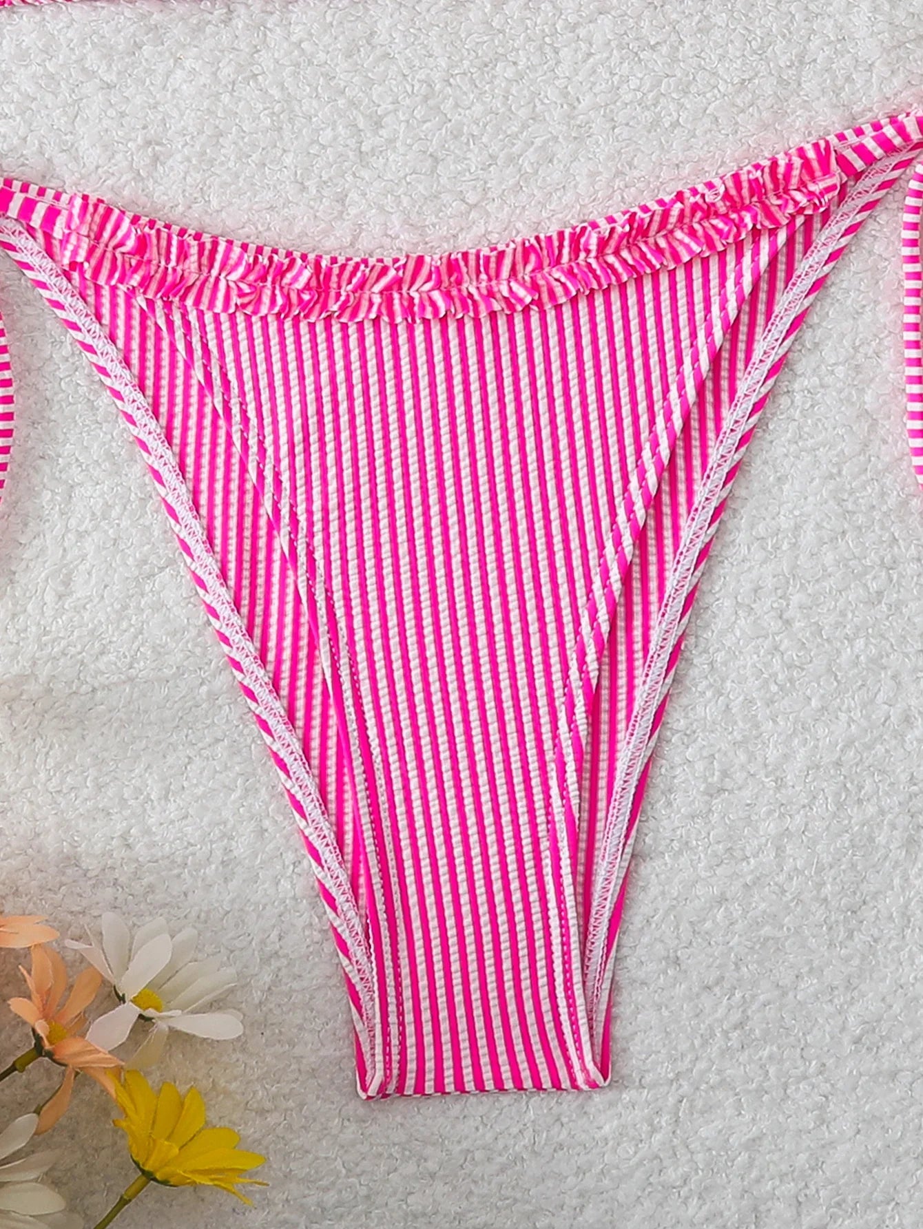 Halter Triangle String Bikinis 2026 Women Sexy Striped Swimsuit Ruffle  Swimwear Female Bathers Bathing Swimming Swim Suit