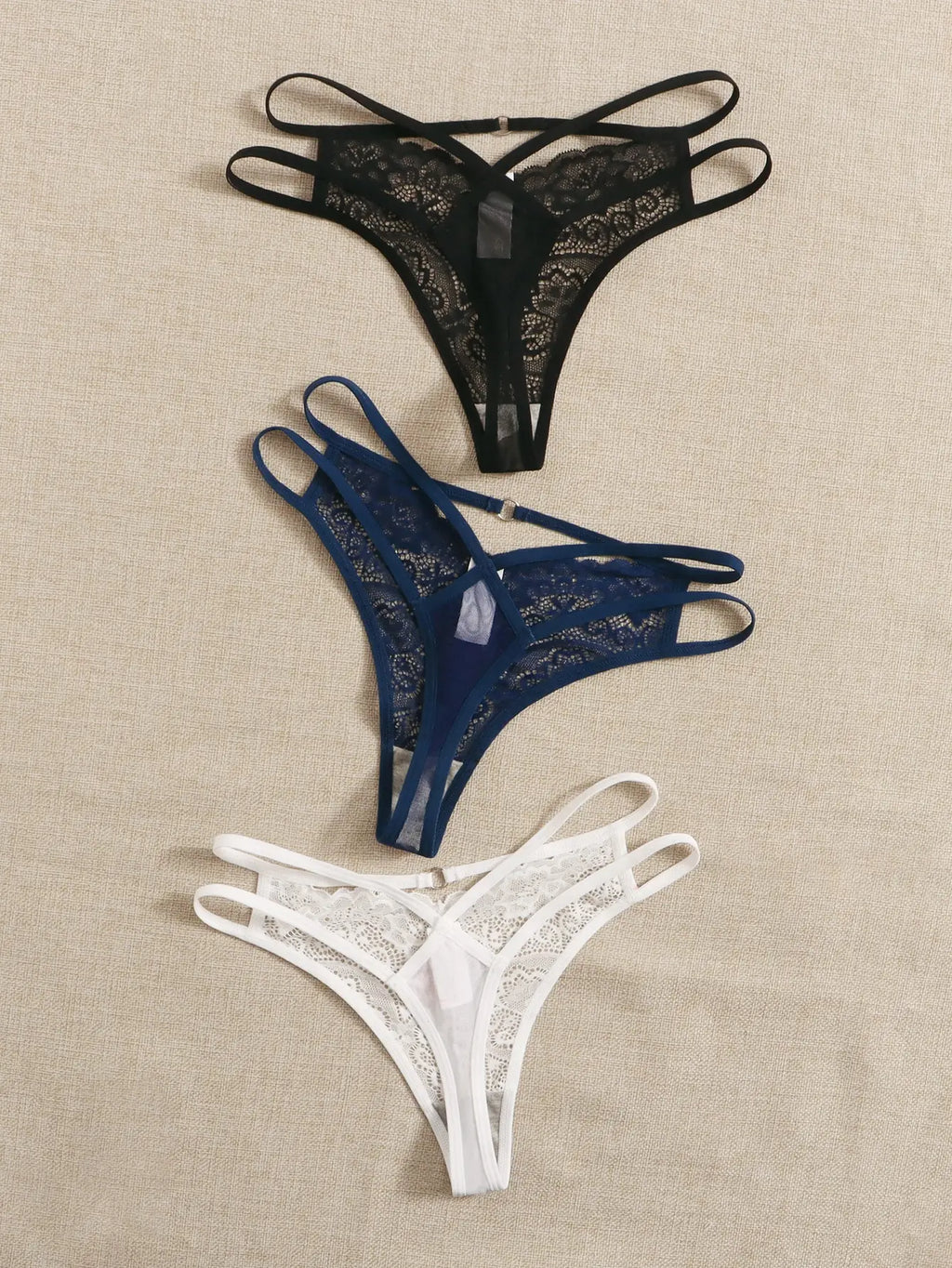 3 Pcs Multi-color Sexy Lace Thong Solid Color Underwear Seasonal thong for women clothing Spring/summer New Product C937-1