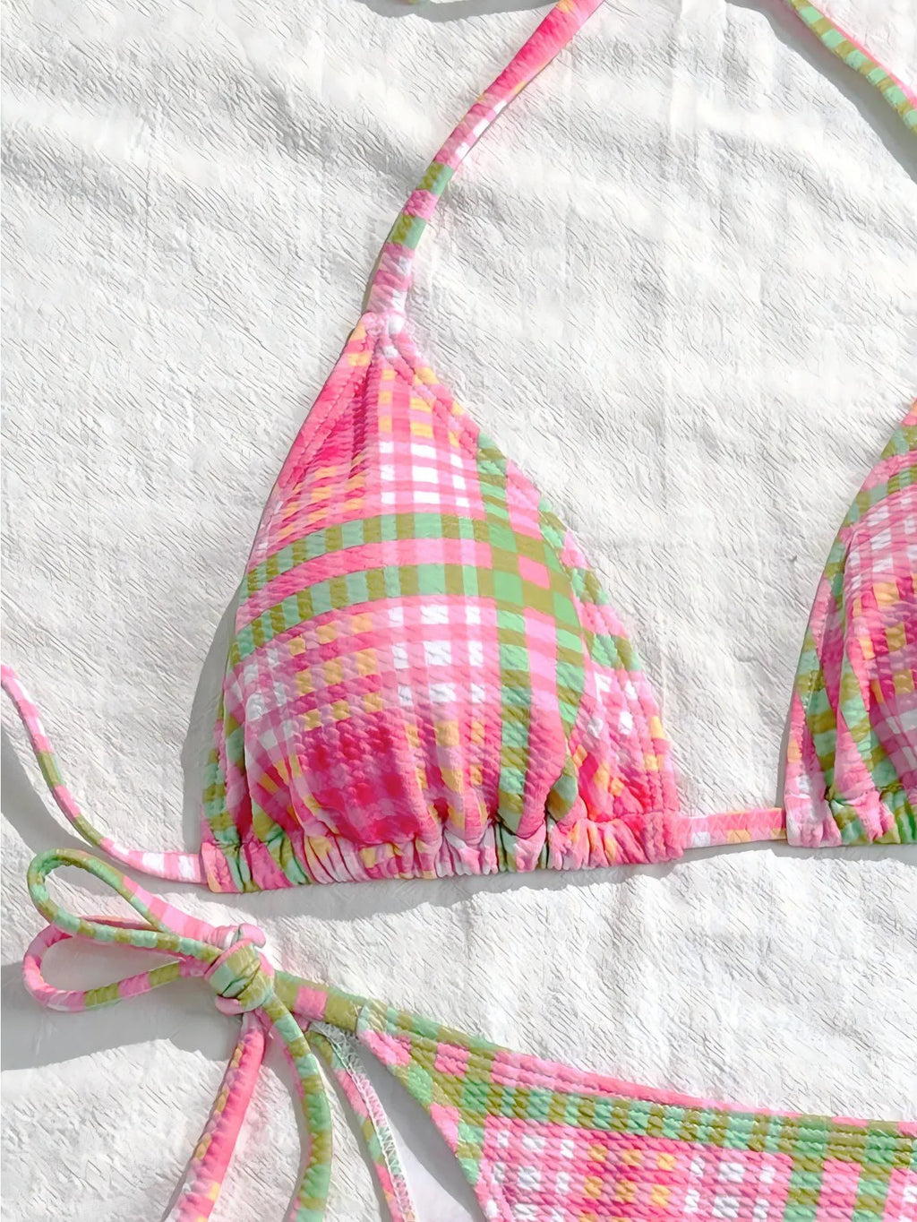 Sexy Pink Striped Micro Bikini 2026 Women Halter Push Up Bra Tie Side Thong Swimwear Bathing Suit Vacation Swimsuit Biquini