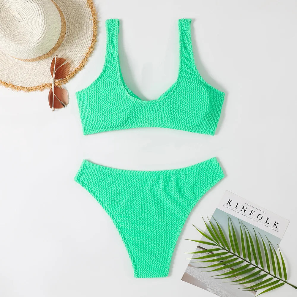 New Sexy Bikini 2026 Solid Swimsuit Women Swimwear Push Up Bikini Set Brazilian Bathing Suit Summer Beach Wear Swimming Suit