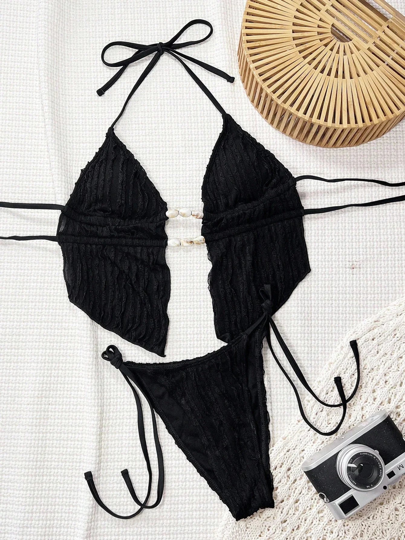 2026 Halter Padded Two Pieces Swimwear Female Solid String Stone Swimsuit Women Bathers Bathing Swimming Swim Suit Beachwear