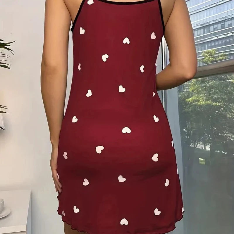 Sexy Pajamas Women's Silk Thin Suspender Nightdress Pink Nightgown Nightwear For Woman Home Clothes Sleepwear Ladies Mini Dress
