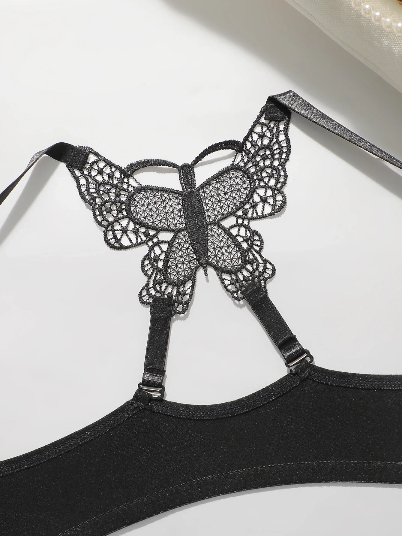 Women's sexy embroidered lace lingerie set for front gathered push ups back butterfly comfortable and close fitting bra set 2120