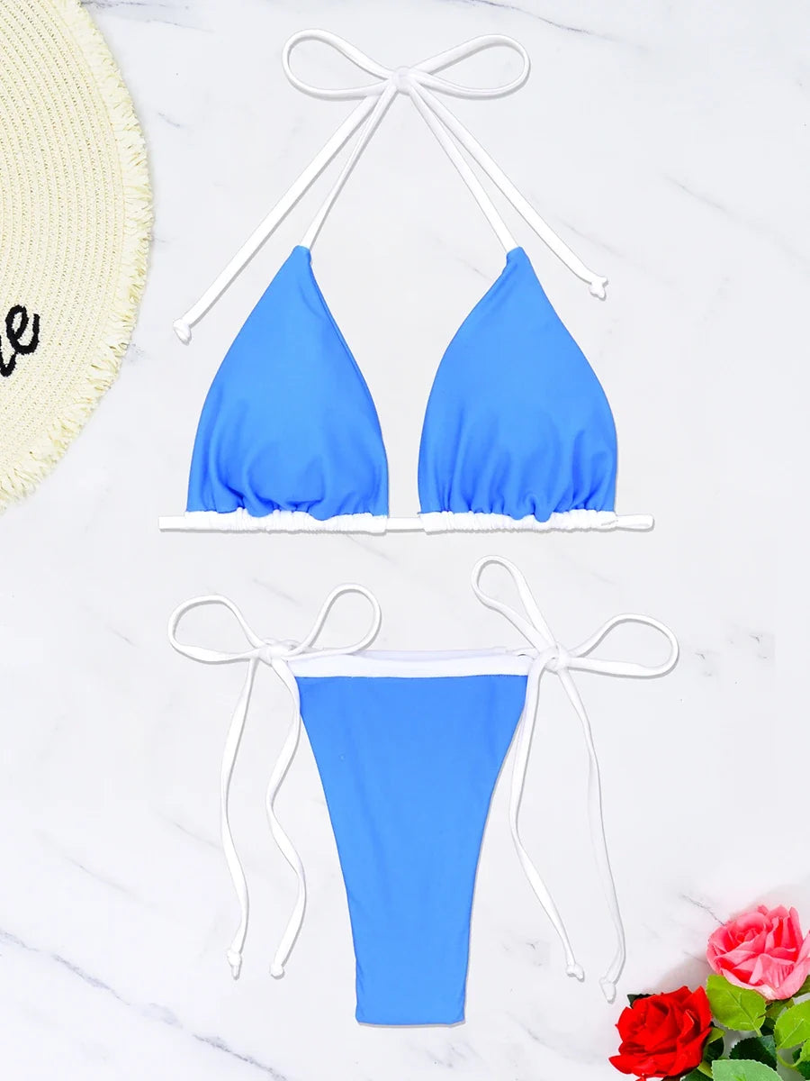 Triangle String Bikini 2026 Women Halter Swimsuit Solid Sexy Swimwear Female Bathers Bathing Swimming Swim Suit Beachwear