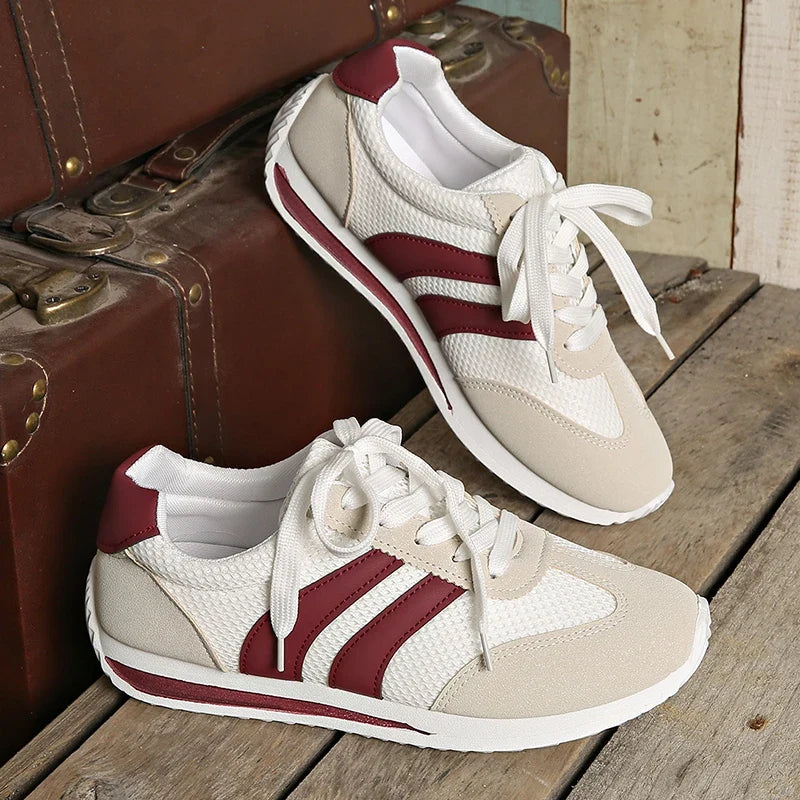 Spring Autumn Patchwork Women's Sneakers 2025 New Striped Platform Spprt Sneakers Women Comfort Plus Size Non Slip Running Shoes