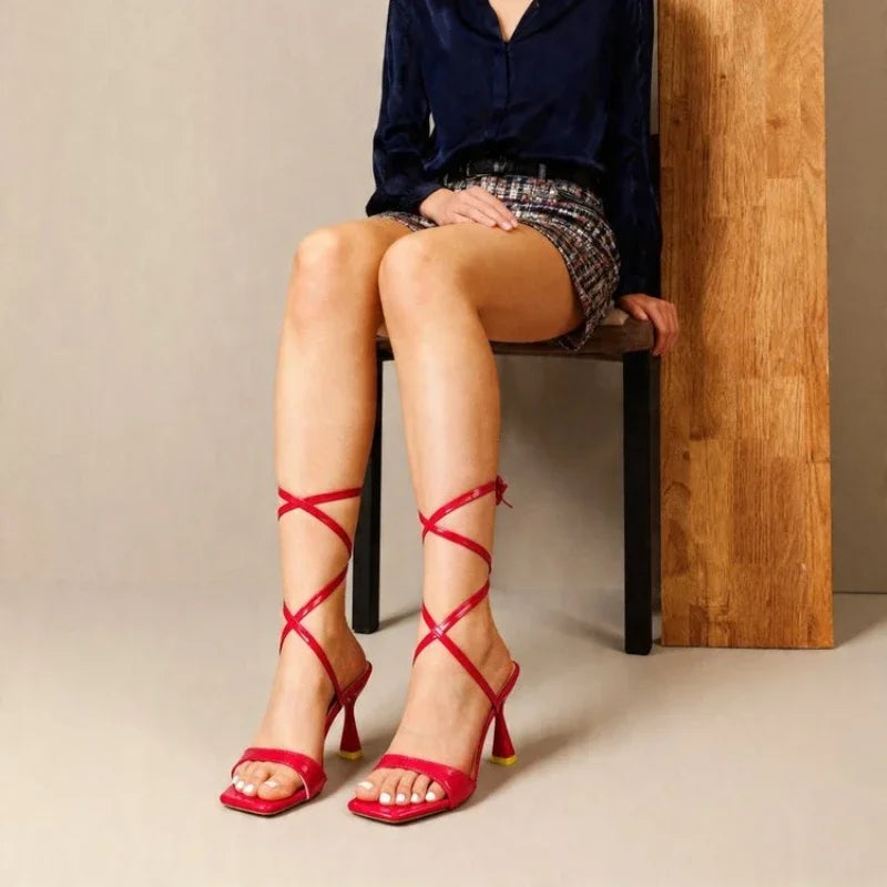High Heels Sandals for Women Ankle Cross-Tied Stiletto Heeled Party Shoes WomanSandalias