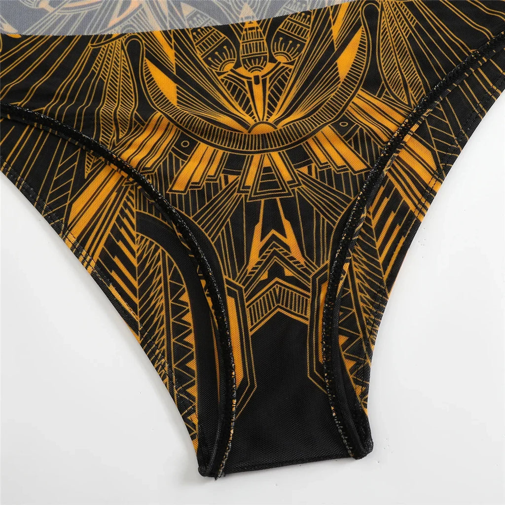 S - XXL 3PCS New Printed Long Sleeve With Pants Sarong Women Swimwear One Piece Swimsuit Female Bather Bathing Suit Swim K7180