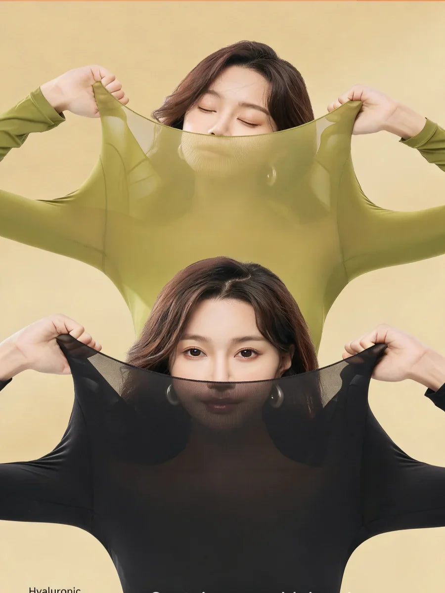 Spring & Autumn Skin-Friendly Top Set Ultra-Thin Seamless Nude Feel High Stretch Long Sleeve Thermal Underwear Women's Base Laye