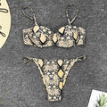 Snake Skin Underwired Bikini Female Swimsuit Two-Pieces Bikini Set High Leg Cut Women Swimwear Bather Bathing Suit Swim V1599