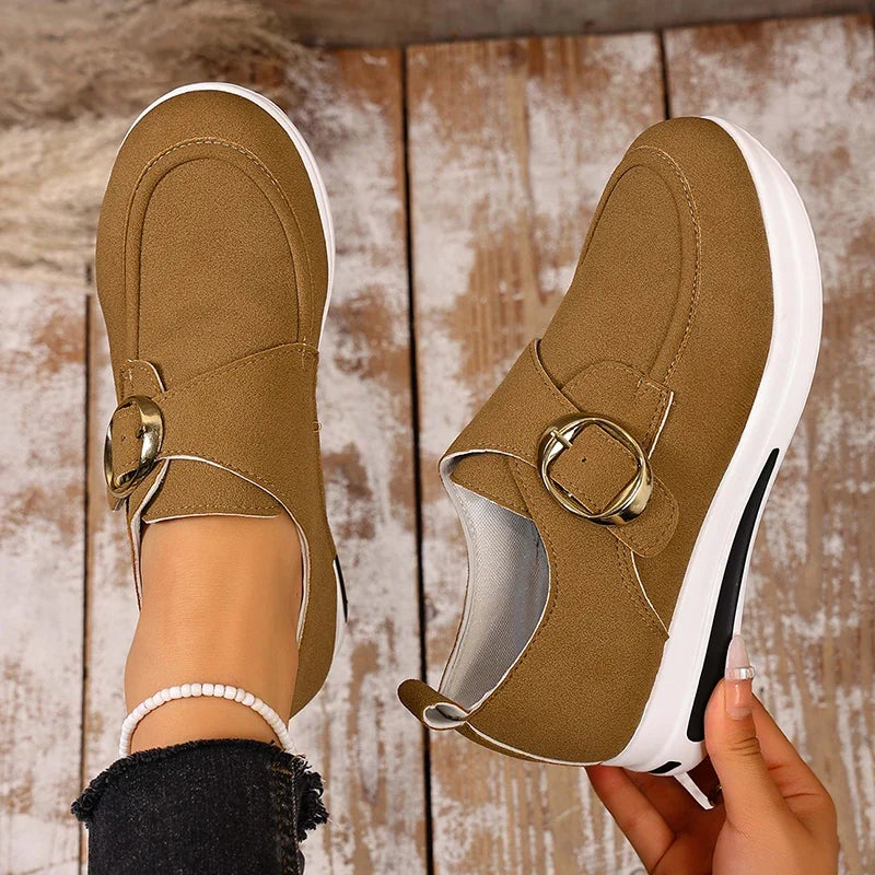 2025 Faux Suede Platform Loafers Women Lightweight Slip On Thick Sole Sneakers Woman Plus Size 43 Comfort Non Slip Casual Shoes