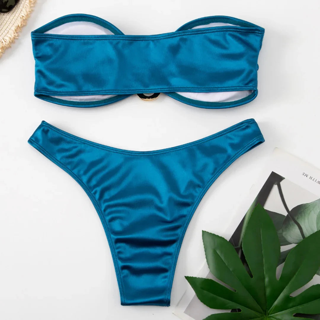 13 Color 2026 New Sexy Bandeau Bikini Women Swimwear Female Swimsuit Two-Pieces Bikini Set Padded Bather Bathing Suit Swim V4647