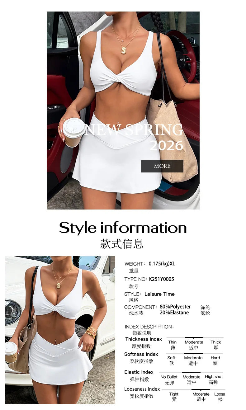 Women's summer sports yoga strap bra and skirt two-piece suit
