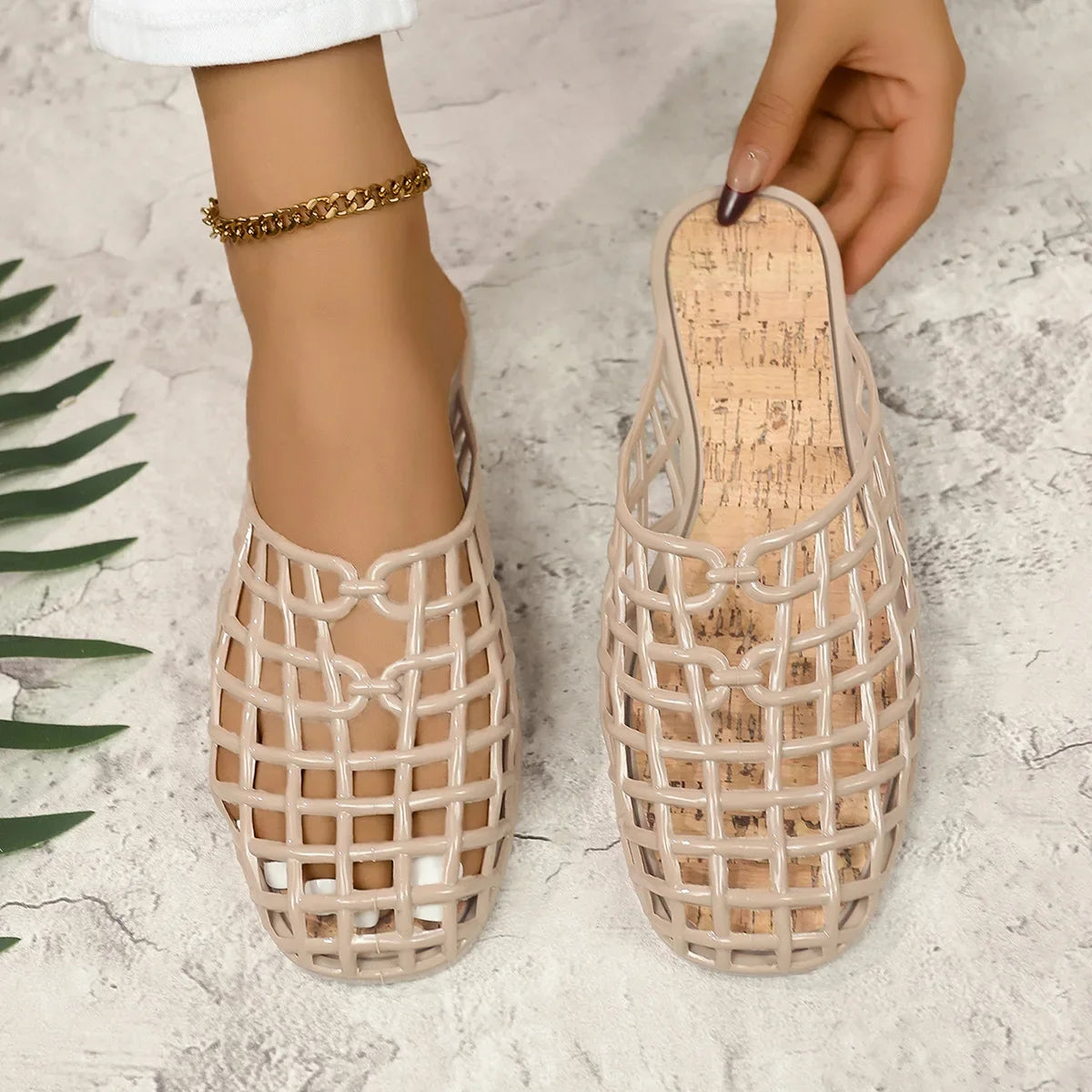 2025 New Women Fashion Slippers Summer Platform Shoes Soft PVC Slip-on Sandals Breathable Cut-out Ladies Beach Street Slides