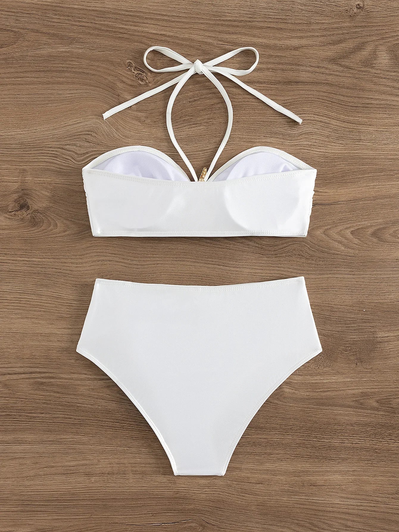 Sexy White Starfish Bikinis Sets 2025 Women Pleate Push Up High Waist Swimsuit Summer Bathing Suit Holiday Two Piece Swimwear