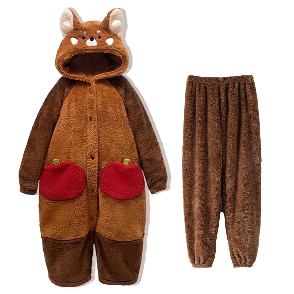 Adult Raccoon Cosplay Costume Robes Kigurumi Unicorn Onesie Anime Nightgown Halloween Cartoon Bear Pajamas Winter