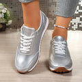 Fashion Gold Silver Platform Sneakers Women Spring Autumn Lace Up Plus Size Casual Sneakers Woman Comfort Non Slip Sport Shoes