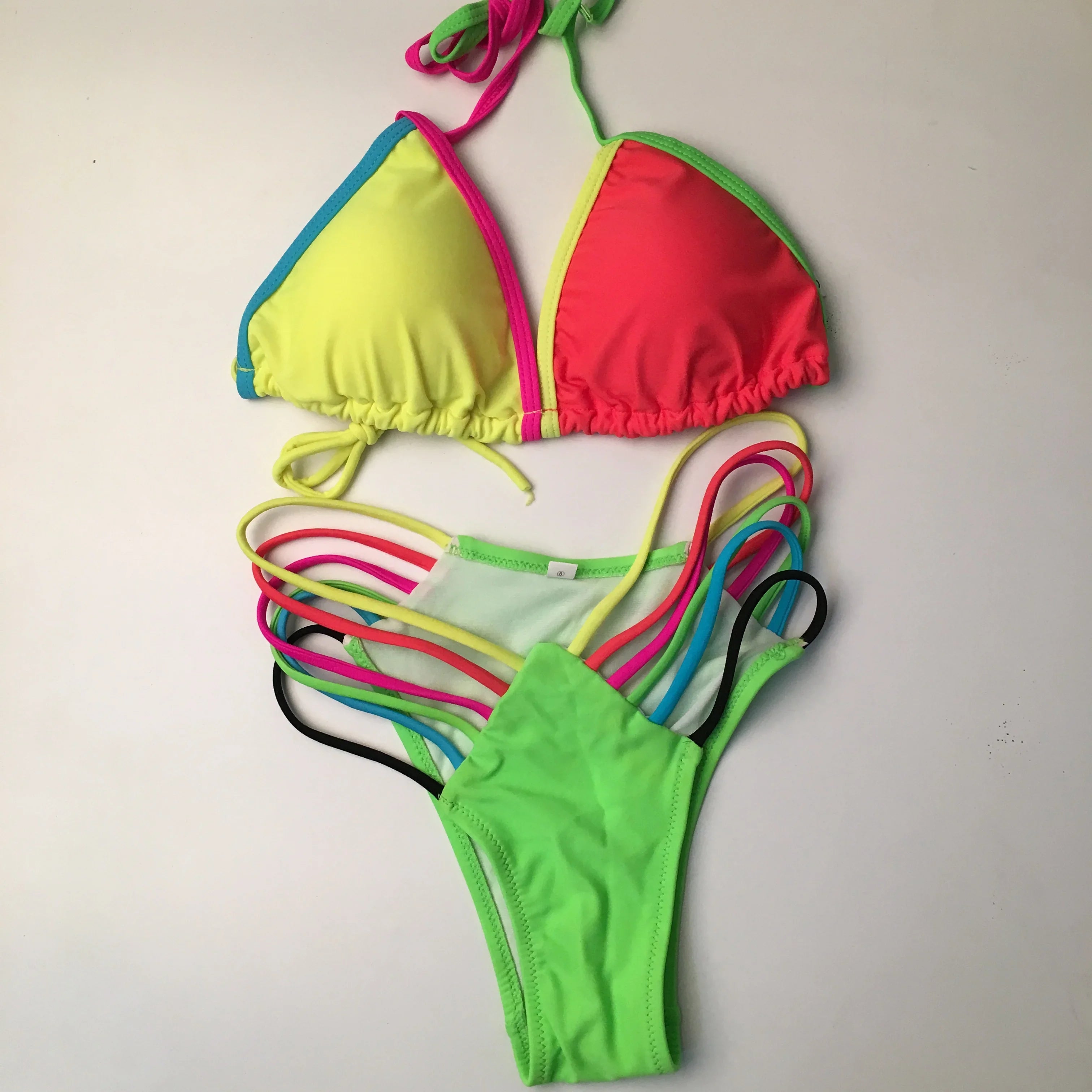DEKA Push Up Micro Mini Colorful Bikini Set Women Swimsuit Halter Swimwear Female Brazilian Bathing Suit Swimming Beach Wear