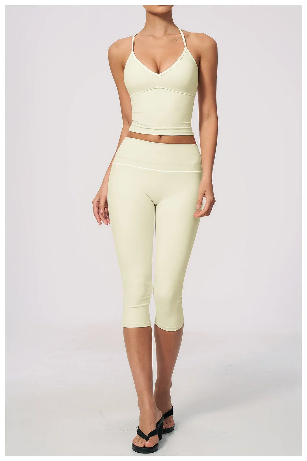 Hip Lifting Midi Length Yoga Pants Women Contrast Color Gym Sports High Waist Capri Trousers Breathable Fitness Running Leggings