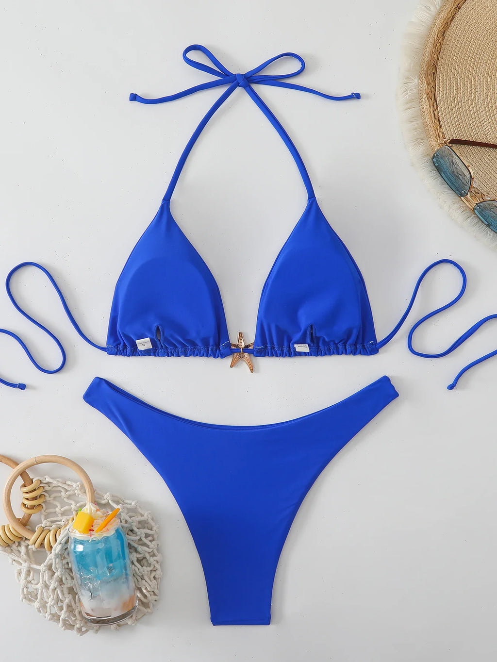 Halter Triangle String Bikinis 2026 Women Sexy Swimsuit Solid Starfish Swimwear Female Bathers Bathing Swimming Swim Suit