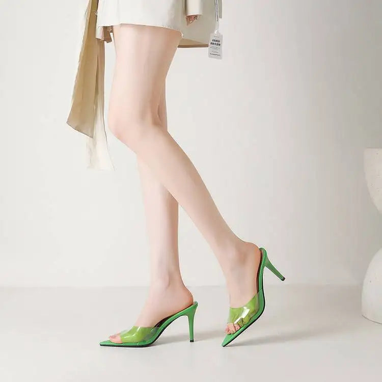 Spring and Summer New Style Fashion High Heels Women's Slippers Pointed Tip Concise Sexy Party Women's Shoes High 8cm Size 35-43