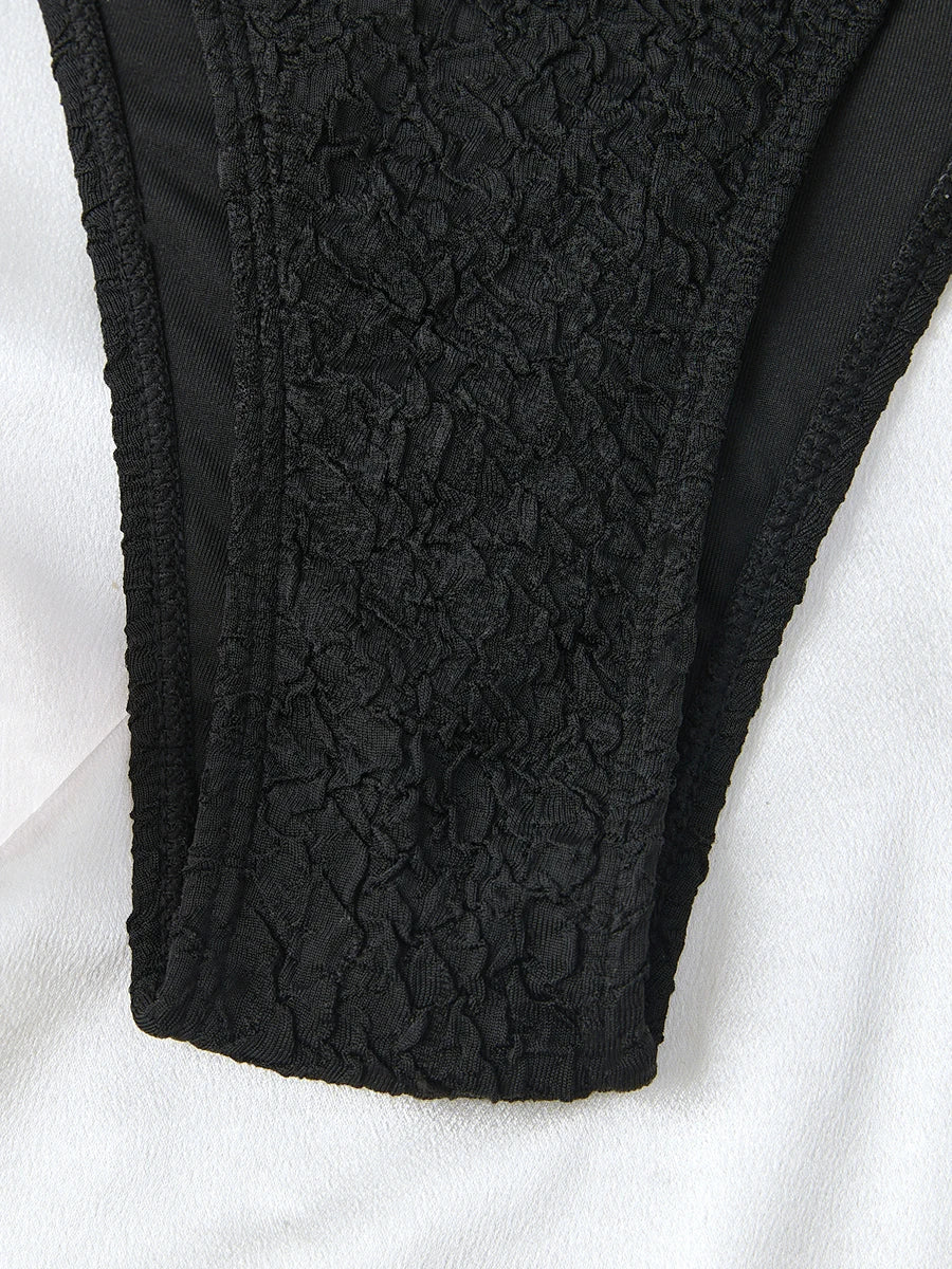 2026 Ring Linked Bandeau Bikini Solid String Swimwear Female Sexy Swimsuit Women Bathers Bathing Swimming Swim Suit Beachwear