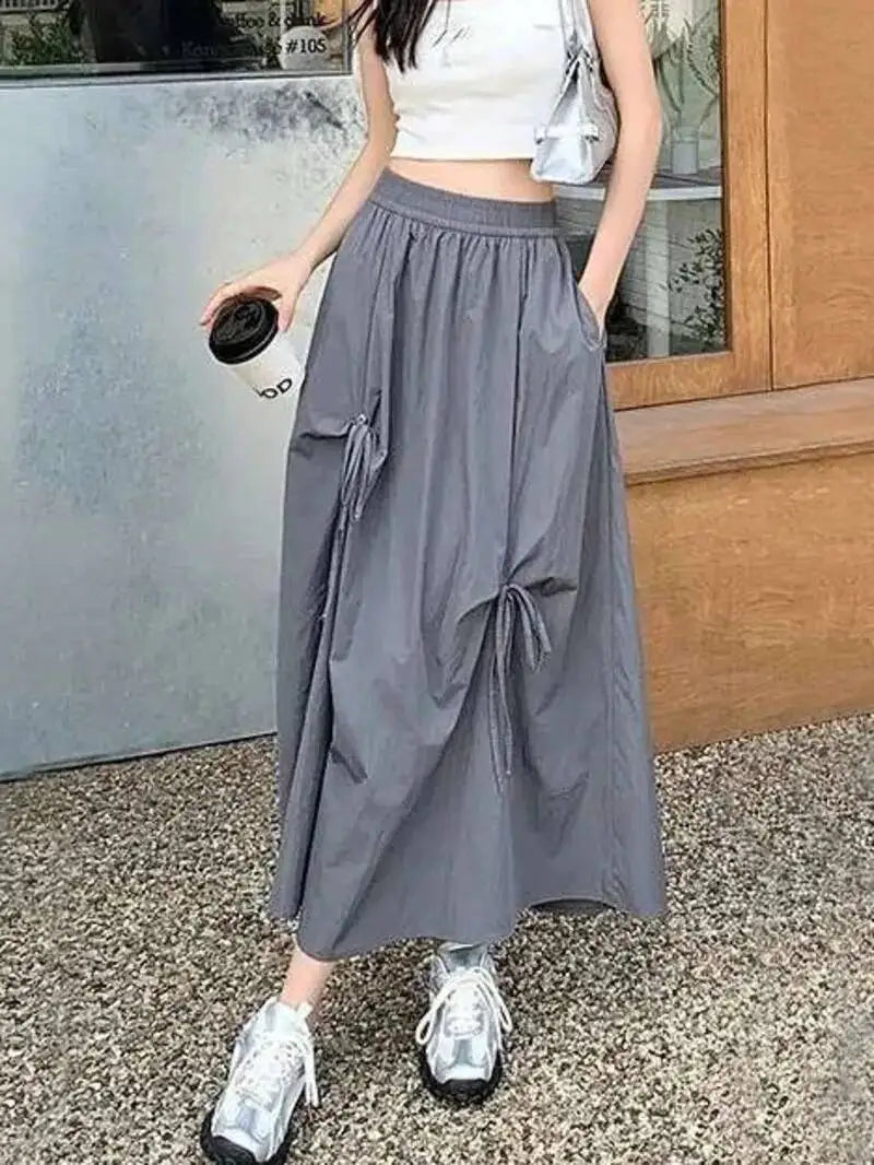 Versatile Knot Spring Summer F Skirt Ele Design Elastic Waist Skirt Sweet Aosphere Skirts For Ladies Fashion Women Skirts HSSZ