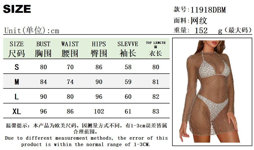 Sexy hollow bikini swimsuit cover-up European and American summer solid color beach dress