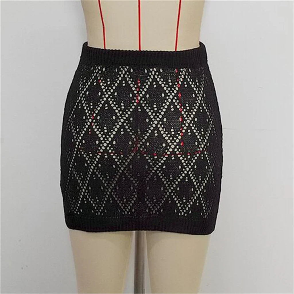 Sexy Hollow Out Crochet Knitted Tunic Beach Cover Up Cover-ups Beach Dress Beach Wear Beachwear Mini Skirt Female Women K6587