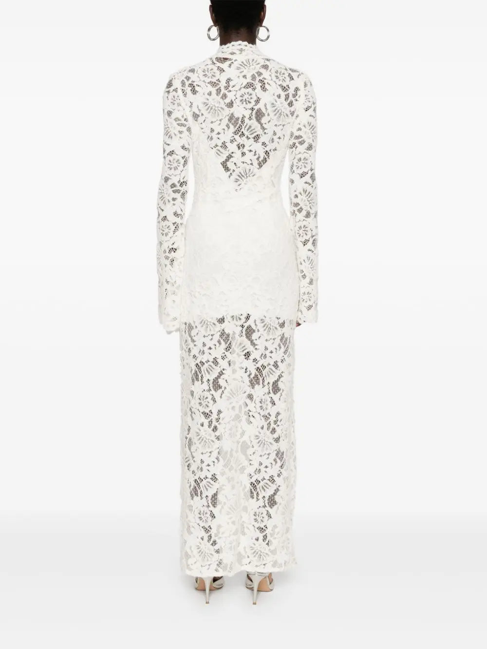 Woman Dress Clothing V-neck White Lace Dress 2025 Vestidos Para Mujer Fall Lace-up High Slit Slim Long  Evening Party Dresses