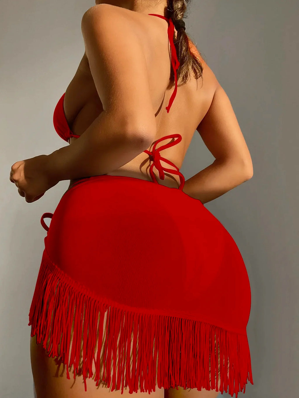 3 Pieces Triangle String Bikini 2026 Women & Tassel Beach Skirt Swimwear Female Sexy Swimsuit Beachwear Bathing Swimming Suit