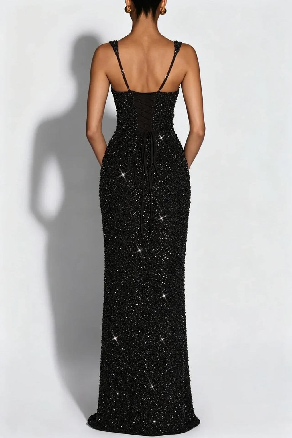 Women's Sequin Maxi Dress Burgundy Square Neck Sleeveless Bodycon Evening Gown Formal Party Prom Cocktail Mermaid Long Dresses