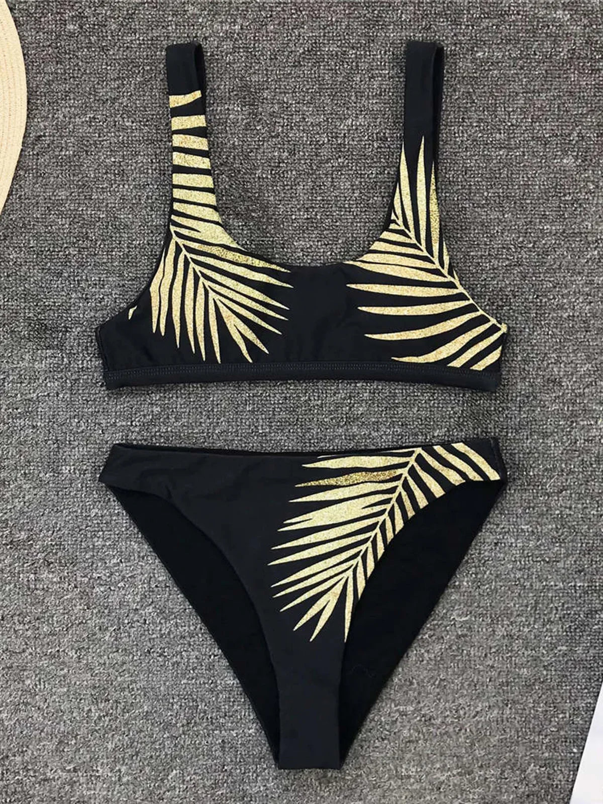 New Sexy Leaves Printed Female Swimsuit High Waist Bikini Women Swimwear Two-Pieces Bikini Set Bather Bathing Suit Swim V1795