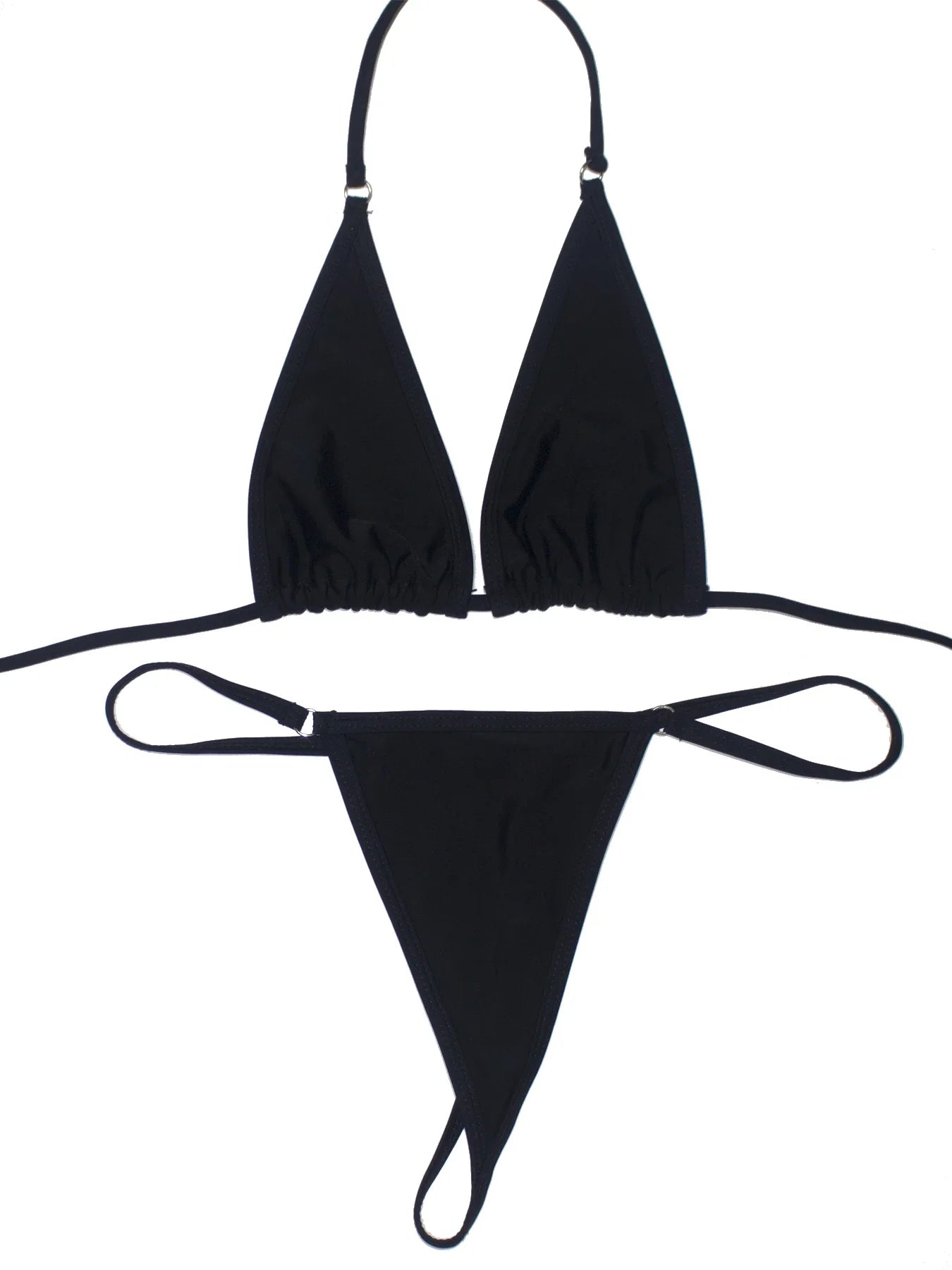 Women's Sexy Backless Triangle Bikini Set 2-Piece Strap Micro Swimsuit with Bottom for Summer Pool Parties And Beach Vacations