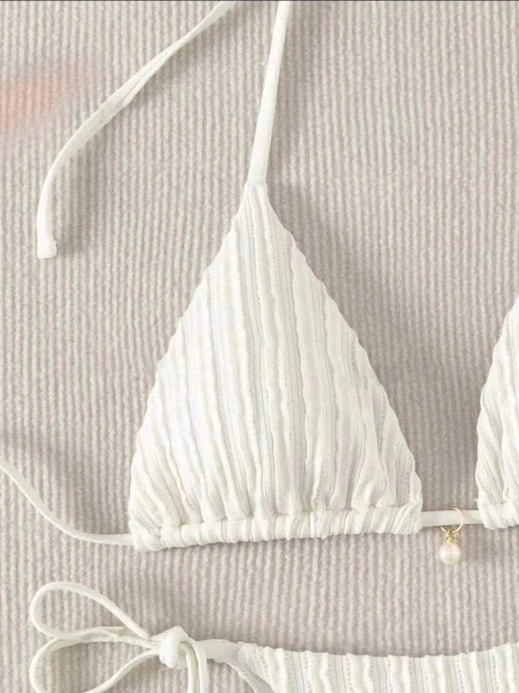 sexy milky ribbed halter micro mini bikini sets two pieces tie women thong swimsuit female bathing suit swimwear biquini