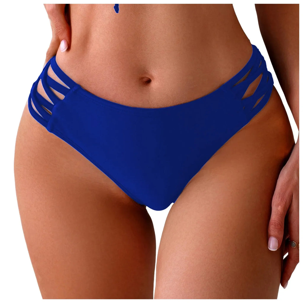 Women's Low Rise Cutout Swim Bottoms Solid Color Summer Beachwear Separate Swimsuit Bottom Female Brazilian Bikini Trunks 2026