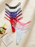 10Pcs/Set Lace Women Panties Low-Waist Sexy Hollow Out G-String Elastic Adjustable Waistband Sexy Lingerie Women's Underwear