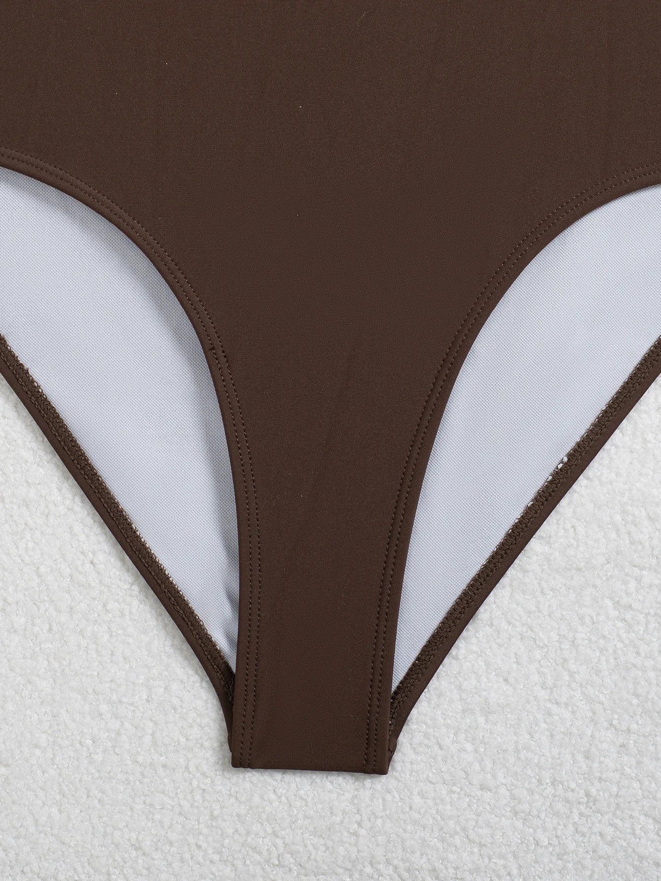 Sexy Brown Hollow Out Backless Swimwear Women 2026 Pearls Pleate Bandage One Piece Swimsuit Beach Bathing Suit Holiday Bikini